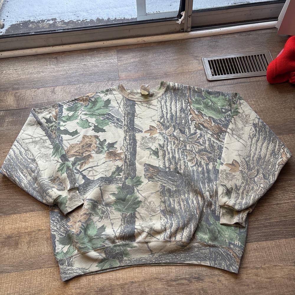 Vintage Realtree Camo Sweatshirt Mens 3XL XXXL Jerzees Outdoors Made in USA 90s